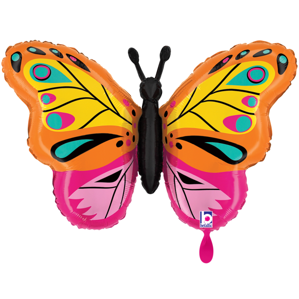 Folienballon Schmetterling Orange Pink
