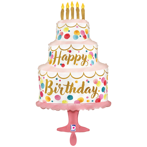 Happy Birthday Folienballon - Geburtstagstorte 3-stöckig - 48x85cm