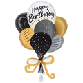 Folienballon Bouquet Happy Birthday Schwarz Gold
