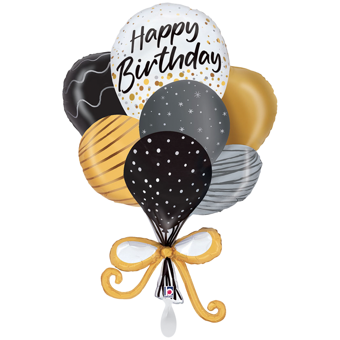 Folienballon Bouquet Happy Birthday Schwarz Gold