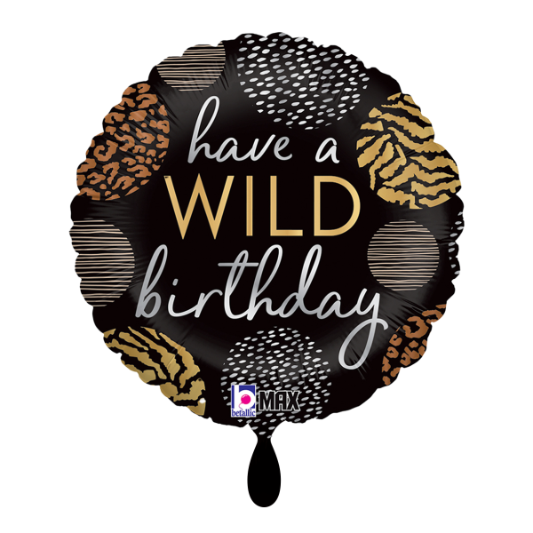 Have a Wild Birthday Folienballon - Schwarz & Gold - 45cm