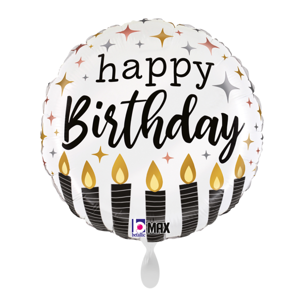 Happy Birthday Folienballon - Kerzen & Konfetti - 45cm