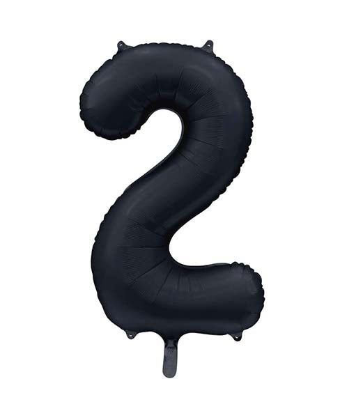 Folienballon Zahl 2 Satin Schwarz