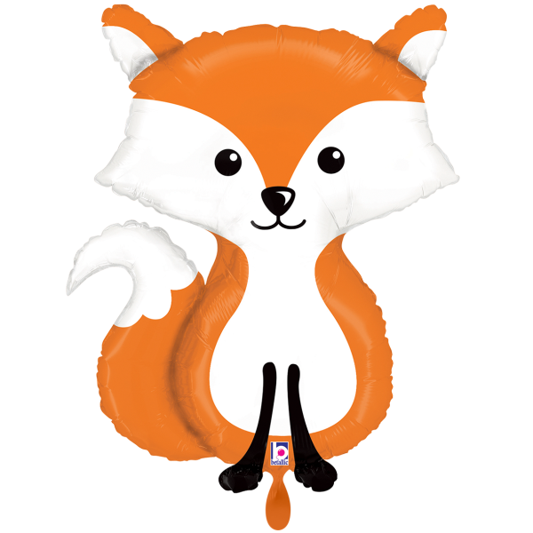 Folienballon Fuchs sitzend Orange Weiß