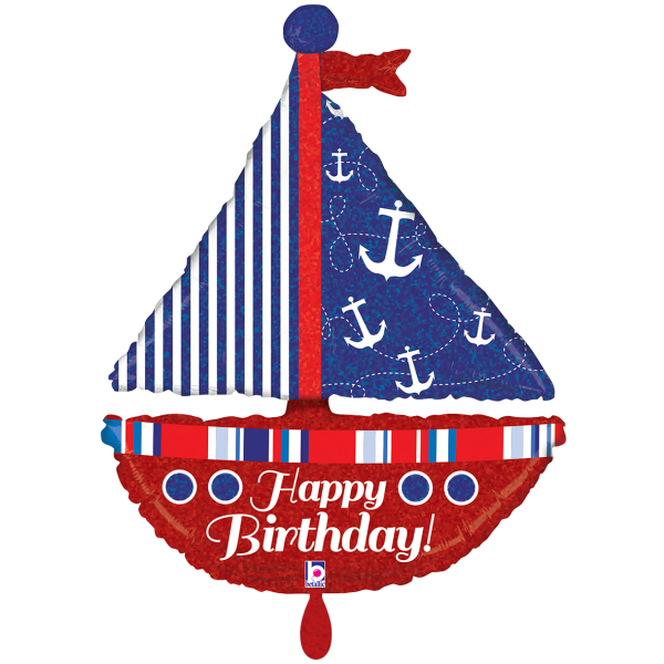 Happy Birthday Folienballon - Segelboot Maritim - 59x73cm
