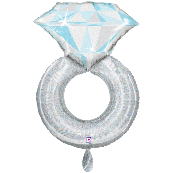 Folienballon Diamantring Silber Hellblau XXL