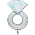 Folienballon Diamantring Silber Hellblau XXL