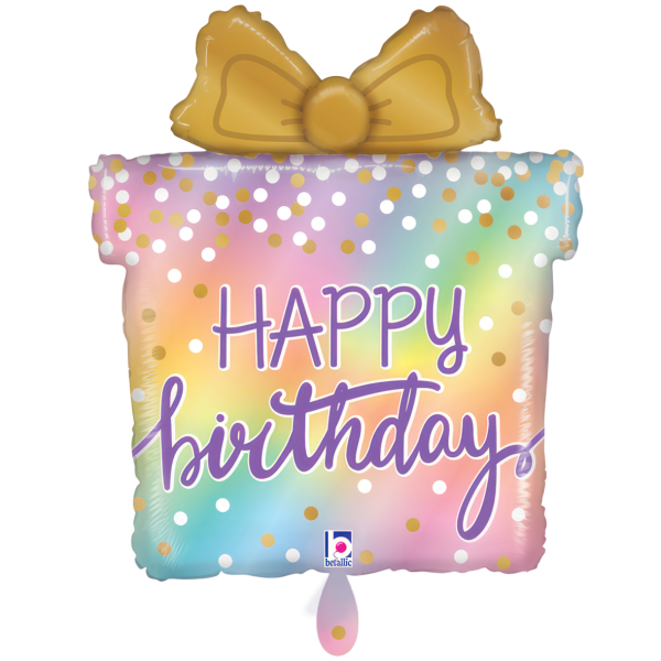 Happy Birthday Folienballon - Geschenk Regenbogen - 46x51cm