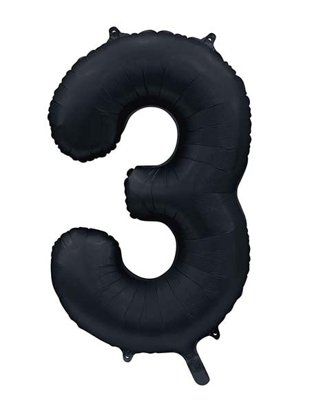 Folienballon Zahl 3 Satin Schwarz