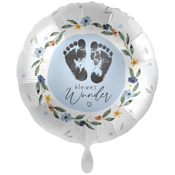 Folienballon Kleines Wunder zur Geburt Hellblau - 71cm