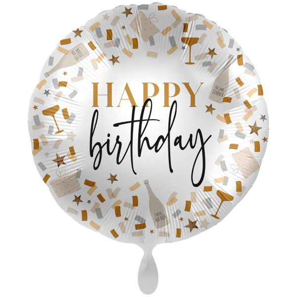 Happy Birthday Folienballon - Konfetti Gold & Silber - 71cm
