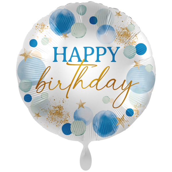 Happy Birthday Folienballon - Ballons Blau Gold - 71cm