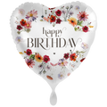 Happy Birthday Folienballon - Blumenkranz Herz Aquarell - 71cm