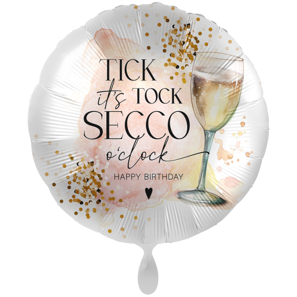 Happy Birthday Folienballon - Tick Tock Secco o'clock - 71cm