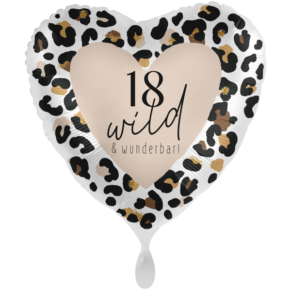 Folienballon - 18 wild & wunderbar Herz Leopard - 71cm