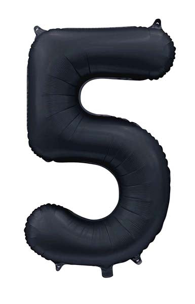 Folienballon Zahl 5 Satin Schwarz