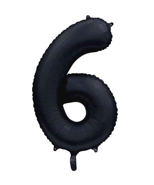 Folienballon Zahl 6 Satin Schwarz