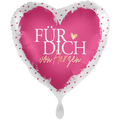 Folienballon Herz „Für Dich von Herzen“ Pink Weiß