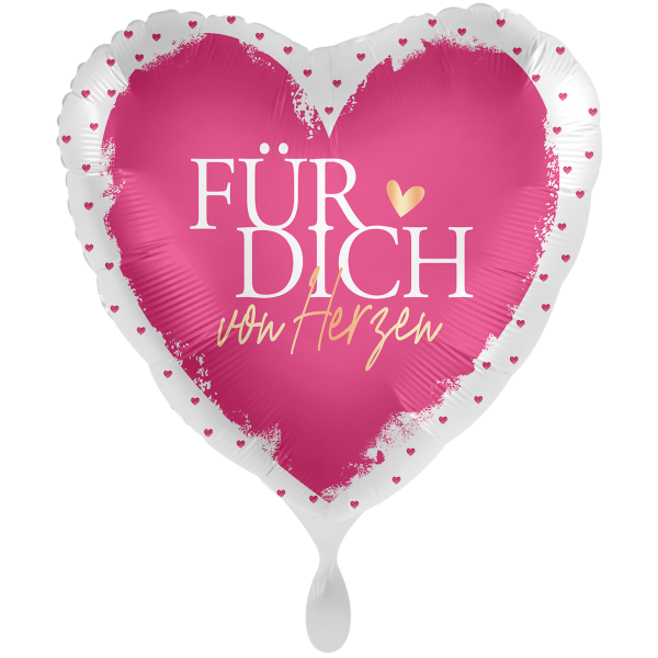 Folienballon Herz „Für Dich von Herzen“ Pink Weiß
