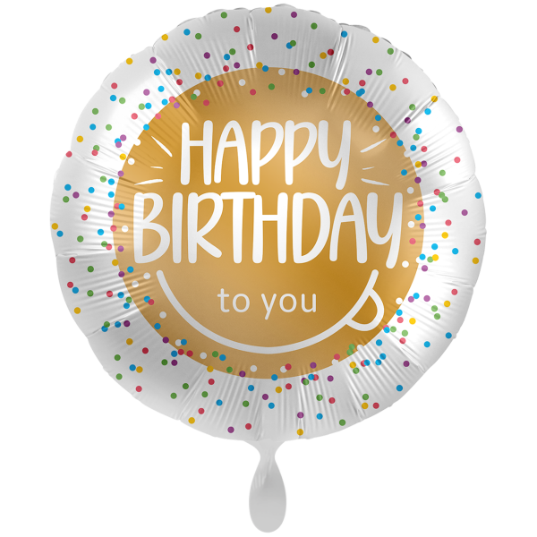 Happy Birthday Folienballon - Konfetti Gold & Bunt - 71cm