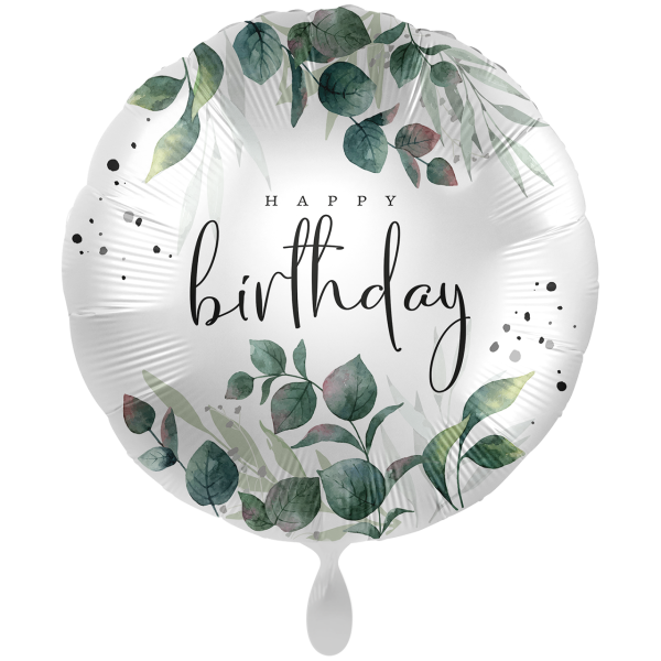 Happy Birthday Folienballon - Eukalyptus Kranz - 71cm