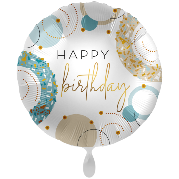 Happy Birthday Folienballon - Abstrakt Türkis & Gold - 71cm