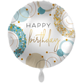 Happy Birthday Folienballon - Abstrakt Türkis & Gold - 71cm