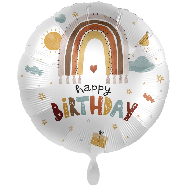 Happy Birthday Folienballon - Regenbogen Boho - 71cm