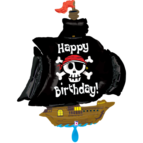 Happy Birthday Folienballon - Piratenschiff - 80x87cm