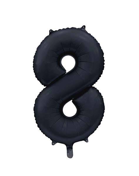 Folienballon Zahl 8 Satin Schwarz