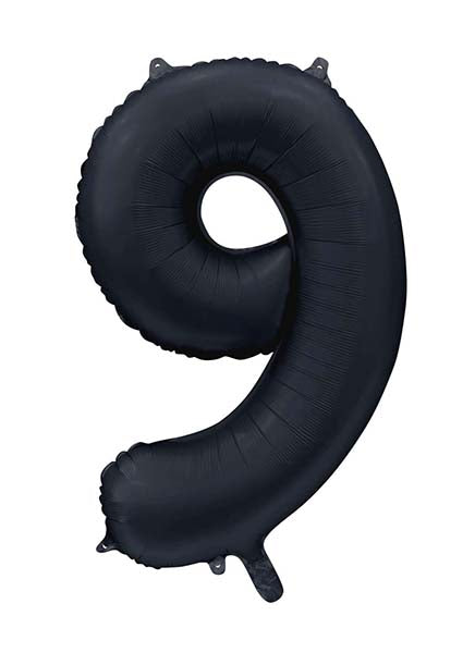 Folienballon Zahl 9 Satin Schwarz