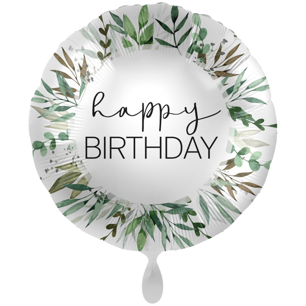 Happy Birthday Folienballon - Blätterkranz Grün - 71cm