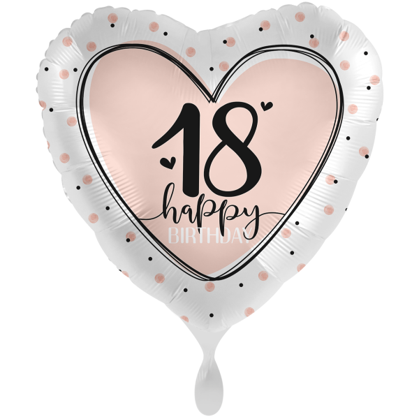 Folienballon Happy Birthday - 18 Herz Rosegold - 71cm