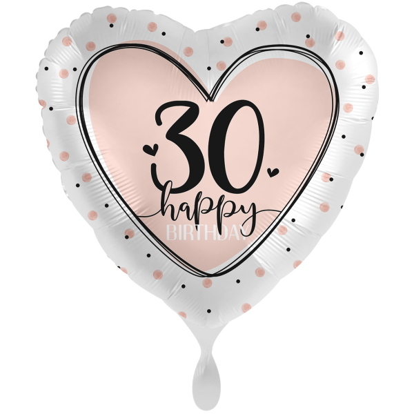 Folienballon Happy Birthday - 30 Herz Rosegold - 71cm