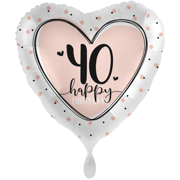 Folienballon Happy Birthday - 40 Herz Rosegold - 71cm