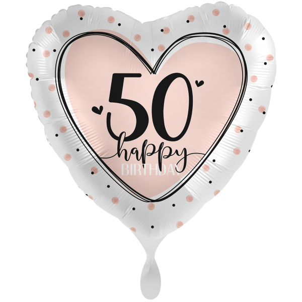Folienballon Happy Birthday - 50 Herz Rosegold - 71cm