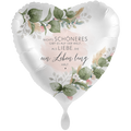 Folienballon Herz „Liebe die ein Leben lang hält“ Weiß Grün