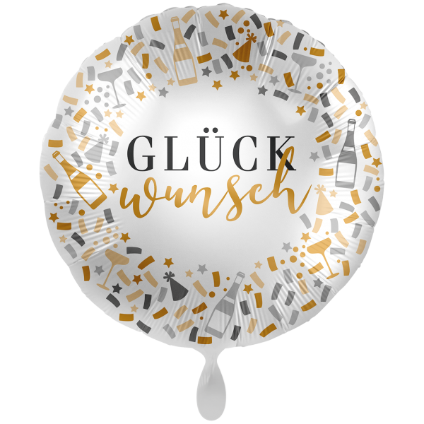 Glückwunsch Folienballon - Champagner & Konfetti - 71cm