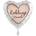 Folienballon Herz „Lieblingsmensch“ Weiß Rosa