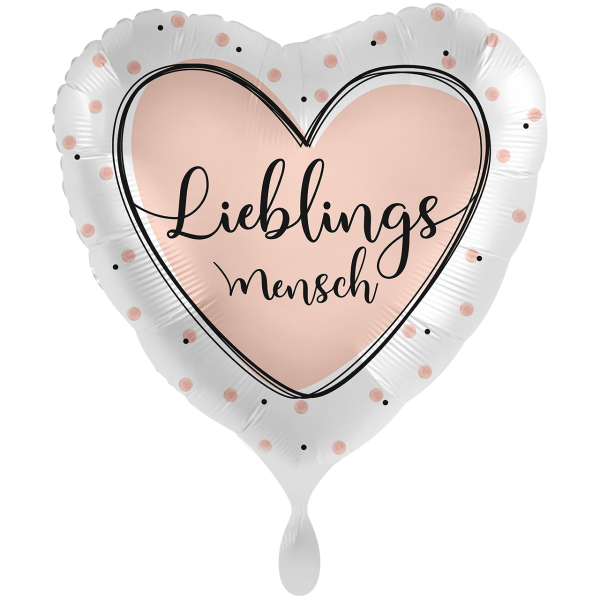 Folienballon Herz „Lieblingsmensch“ Weiß Rosa