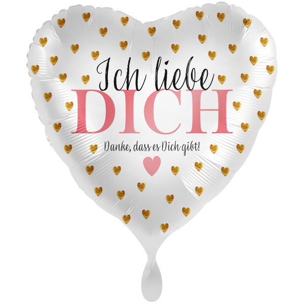 Folienballon Herz „Ich liebe Dich“ Weiß Gold