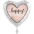 Happy Birthday Folienballon - Herz Rosa & Punkte - 71cm