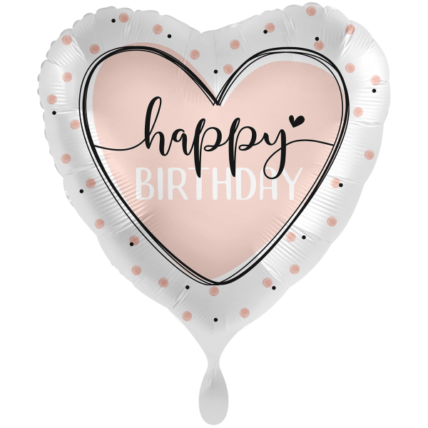 Happy Birthday Folienballon - Herz Rosa & Punkte - 71cm