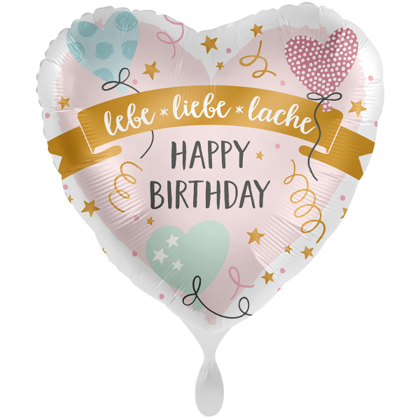 Happy Birthday Folienballon - Lebe Liebe Lache Herz - 71cm