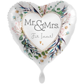 Folienballon Herz „Mr. & Mrs. Für Immer!“ Botanik Weiß