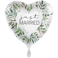 Folienballon Herz „just MARRIED“ Eukalyptus Weiß Grün