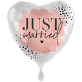 Folienballon Herz „JUST married“ Weiß Rosa Punkte