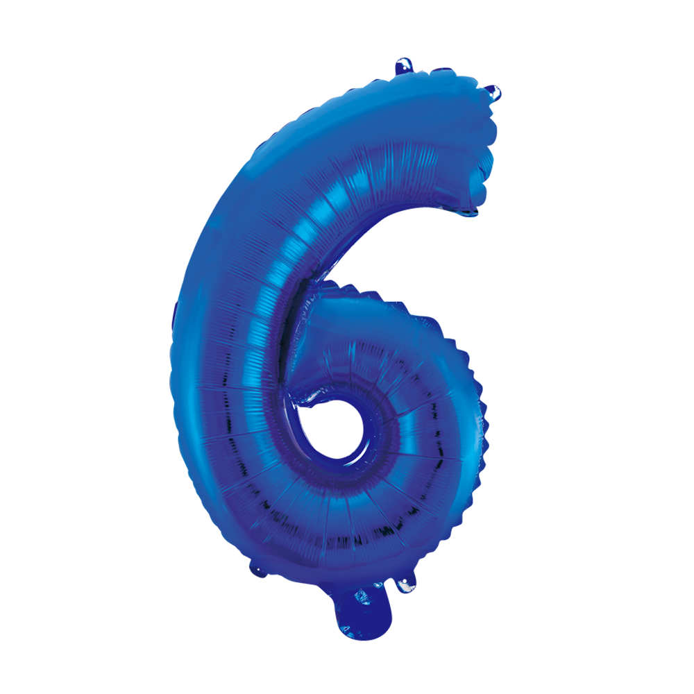 Mini Folienballon Zahl 6 Blau