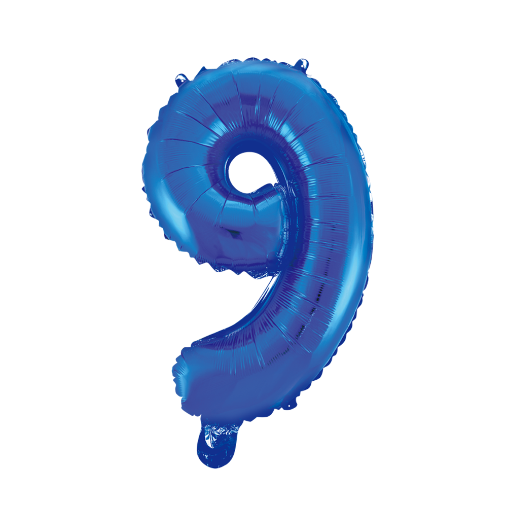 Mini Folienballon Zahl 9 Blau