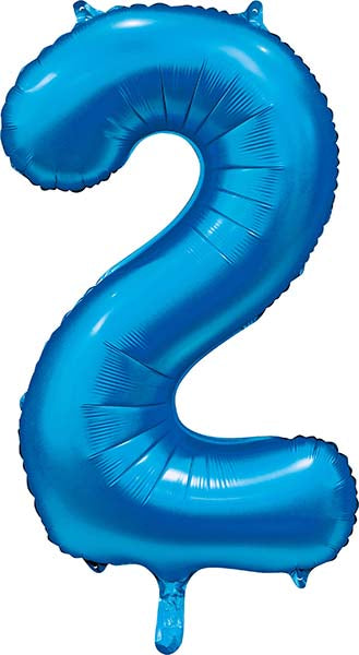 Folienballon Zahl 2 Satin Blau